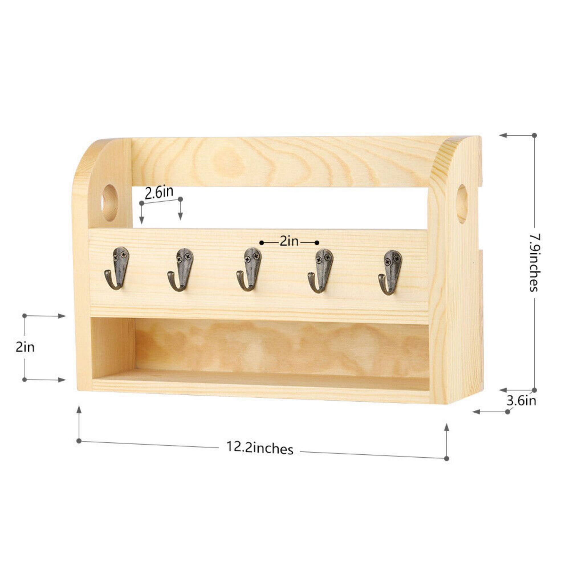NEX™ Brown Wood Wall Mounted Mail & Key Holder